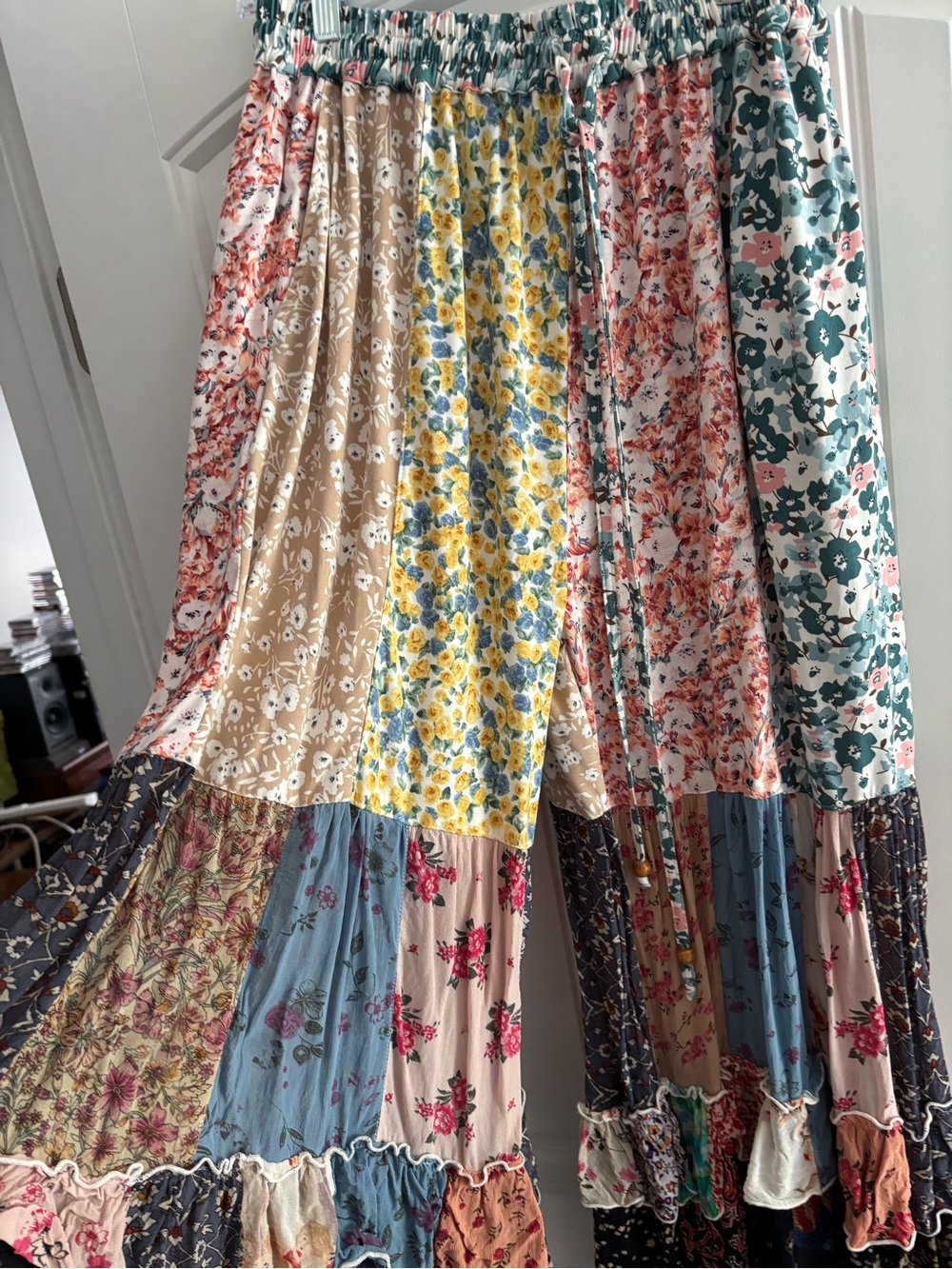 Patchwork Floral Pants in Multi-Color